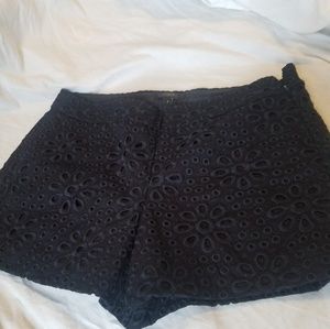 J. Crew blue floral lace cut out polka dot shorts